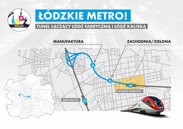 Trasa tunelu średnicowego w Łodzi. Źródło: UM Łódź