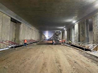 Tunel TS-14: betonowanie płyty dennej. Fot. GDDKiA
