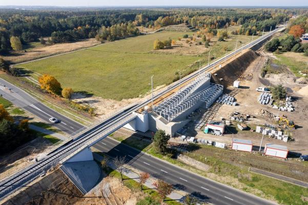 Zdjęcie Przystanek Miasteczko Śląskie Centrum z lotu ptaka. Fot. Szymon Grochowski/PKP PLK