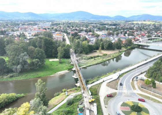 Zdjęcie Żywiec – remont mostu kolejowego nad Sołą. Fot. Krzysztof Dzidek/PKP PLK