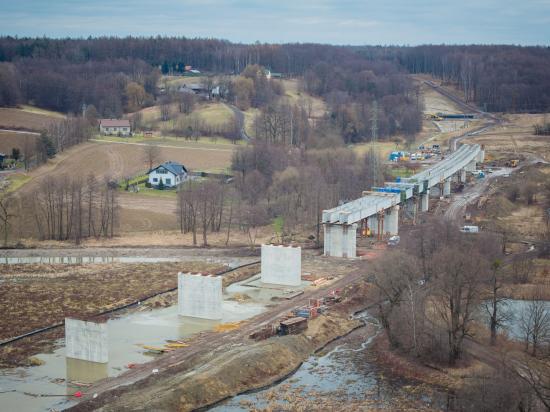 Zdjęcie Budowa mostu kolejowego w Zebrzydowicach. Fot. Łukasz Hachuła/PKP PLK