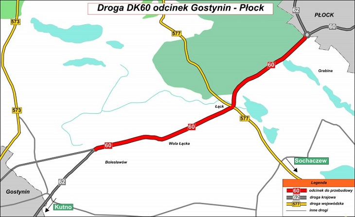 Trasa Gostynin–Płock. Źródło: GDDKiA