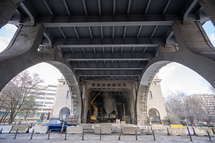 Wiadukt mostu Poniatowskiego podczas remontu. Fot. UM Warszawy