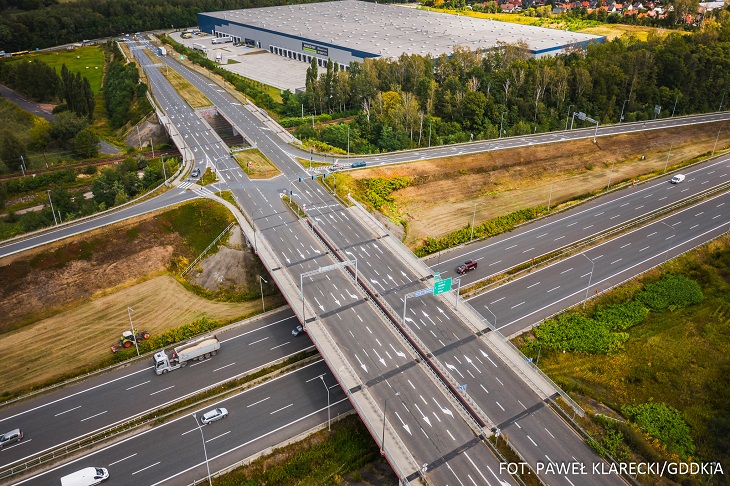 Węzeł Zabrze Południe na przecięciu autostrady A4 z ul. Chudowską. Fot. GDDKiA