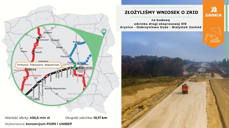 Mapa: droga S19 Krynice–Białystok Zachód. Źródło: GDDKiA