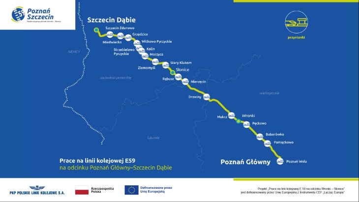 Zmodernizowane przystanki na linii Poznań–Szczecin. Źródło: PKP PLK