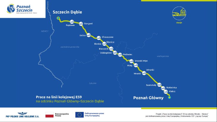 Zmodernizowane stacje na linii Poznań–Szczecin. Źródło: PKP PLK