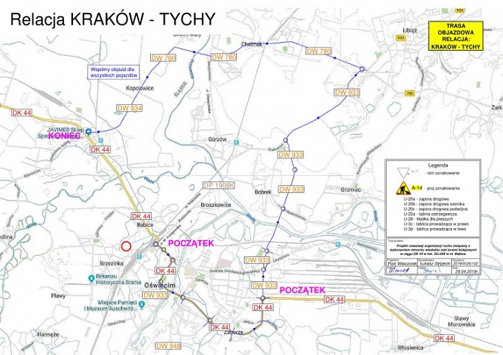 Objazd relacji Kraków–Tychy. Źródło: GDDKiA