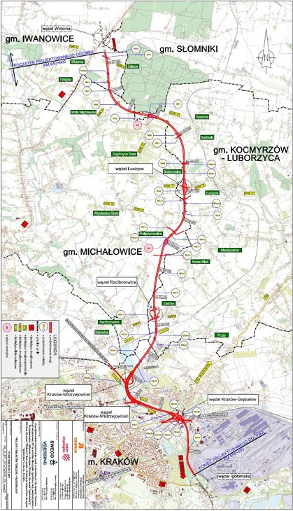 Plan orientacyjny przebiegu S7 Widoma–Kraków. Źródło: GDDKiA
