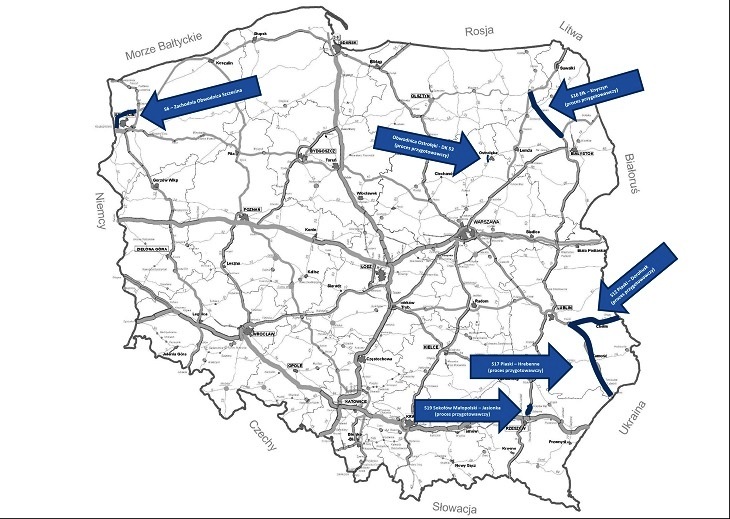 W Polsce powstaną kolejne odcinki dróg ekspresowych. Źródło: MI