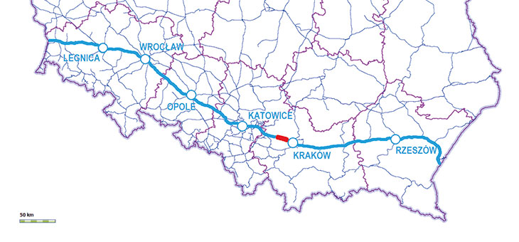 RYS. 1. Lokalizacja inwestycji. Odcinek linii kolejowej nr 133 Krzeszowice – Kraków Mydlniki