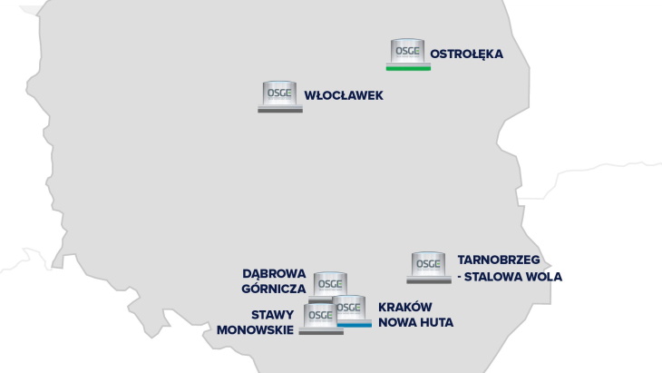 Lokalizacje elektrowni z małymi reaktorami modułowymi. Źródło: OSGE