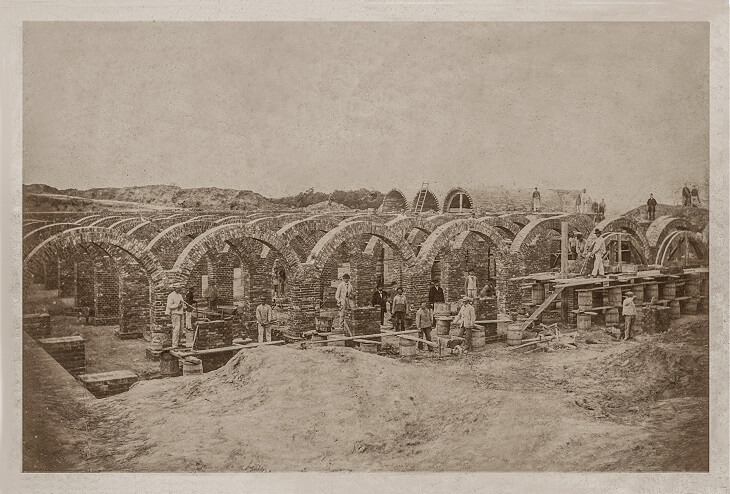 Budowa Zbiornika Wody Stara Orunia, 1869 r. Fot. materiały archiwalne GIWK