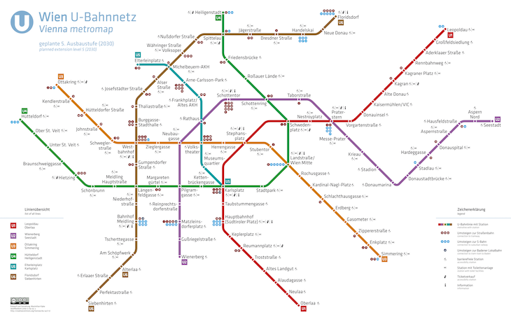 Wiedeńskie metro (U-Bahn) - plan na rok 2030.