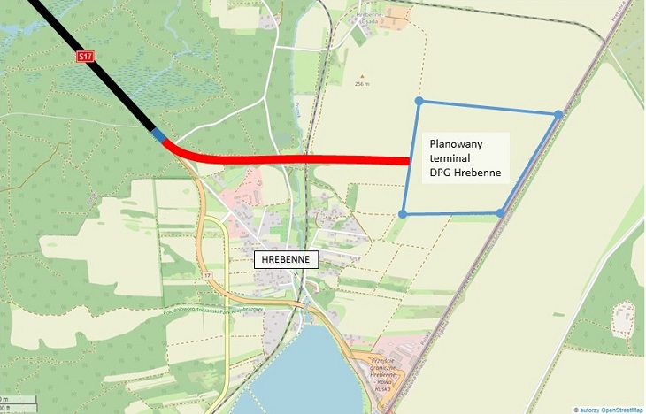 Planowana droga ekspresowa S17 do terminalu w Hrebennem. Źródło: GDDKiA