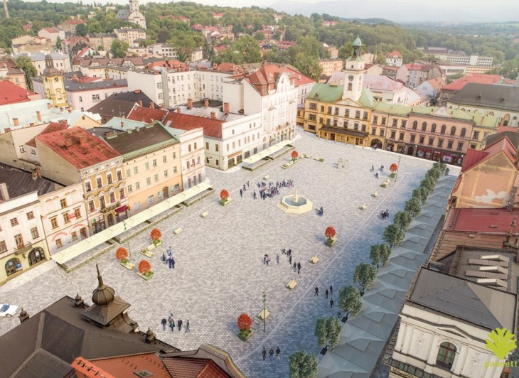 Wizualizacja głównego rynku w Cieszynie. Źródło: Palmett