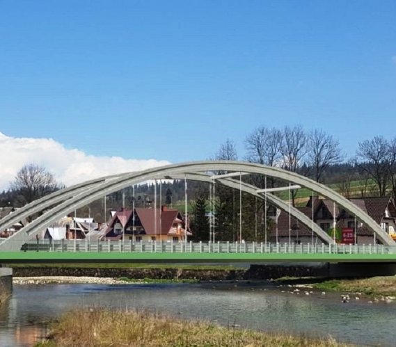 Biały Dunajec: budowa mostu tymczasowego. Źródło: GDDKiA o. Kraków