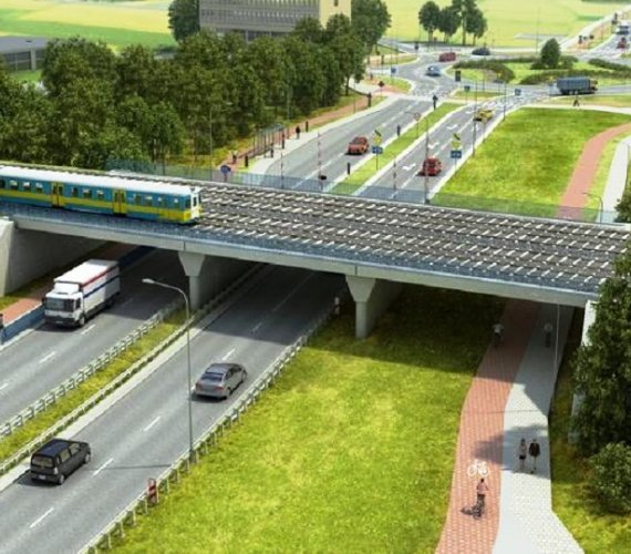 Nowa trasa tramwajowa we Wrocławiu ma przebiegać m.in. pod budowanym właśnie wiaduktem nad ul. Buforową. Źródło: UM Wrocław