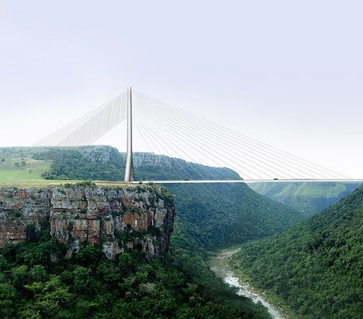 Południowa Afryka: nowe mosty podwieszane o rekordowych przęsłach. Źródło: DISSING+WEITLING 