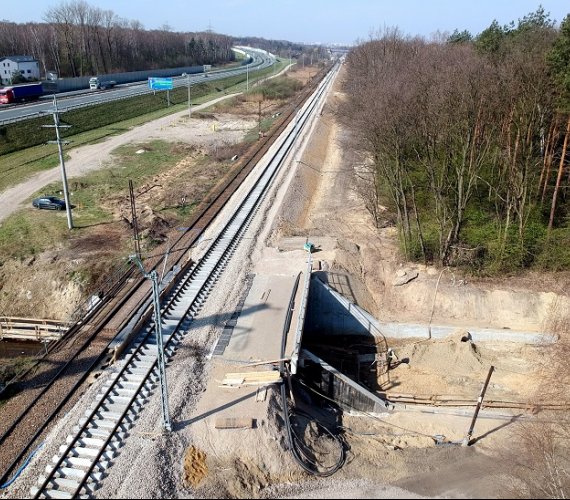 Fragment linii kolejowej E30 Kraków–Podłęże. Fot. PKP PLK