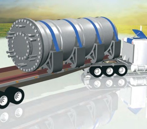 Wizualizacja małego reaktora firmy Rolls-Royce w transporcie. Źródło: IAEA