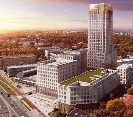 Tak będzie wyglądać kompleks biurowy z najwyższym budynkiem w Krakowie. Źródło: Fot. Unitycentre.pl
