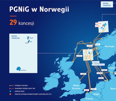 Koncesje PGNiG S.A. w Norwegii. Źródło: PGNiG S.A. 