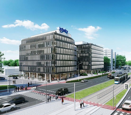 Prace geotechniczne Keller Polska podczas budowy nowoczesnego biurowca  Inifinity we Wrocławiu