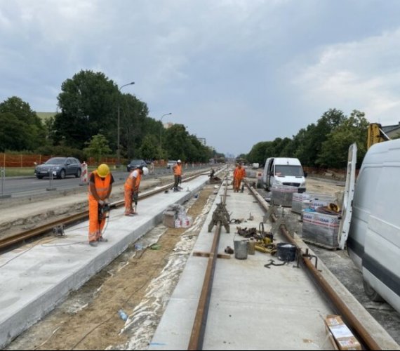 Budowa linii tramwajowej do Wilanowa. Fot. ZTM