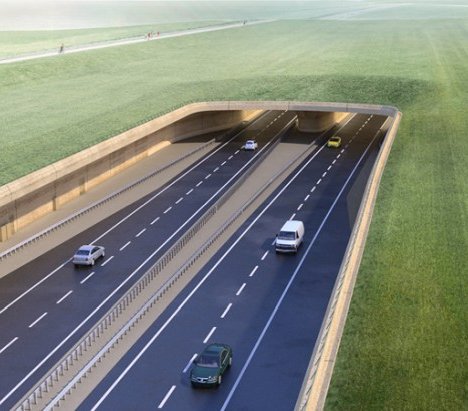 Wizualizacja portalu zachodniego tunelu pod Stonehenge. Źródło: National Highways