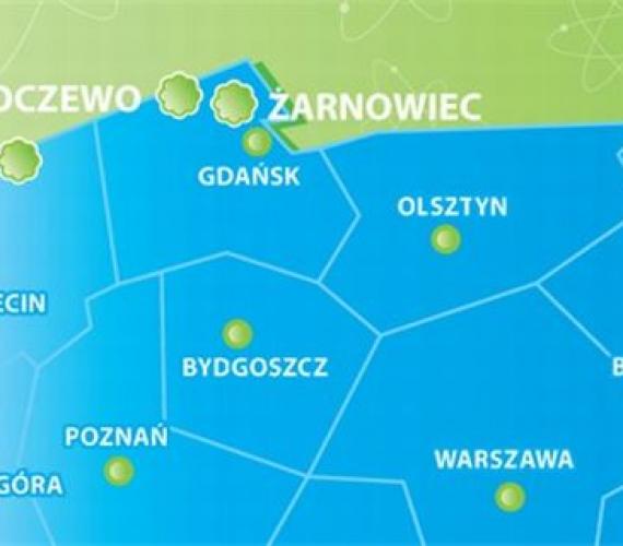 Potencjalne lokalizacje elektrowni jądrowej. Rys. www.swiadomieoatomie.pl