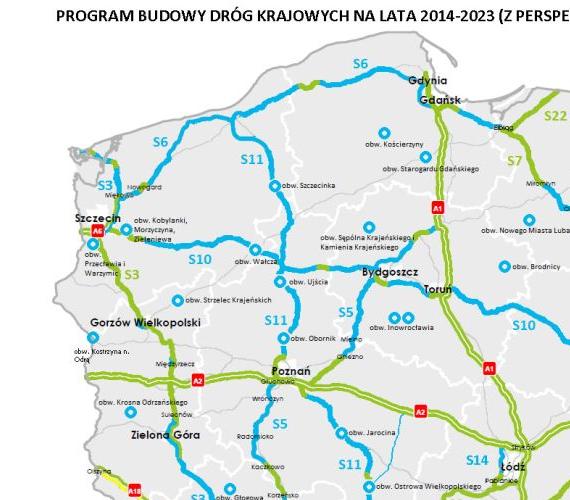Program budowy dróg krajowych na lata 2014-2023 z perspektywą do 2025 r. Źródło: MIR