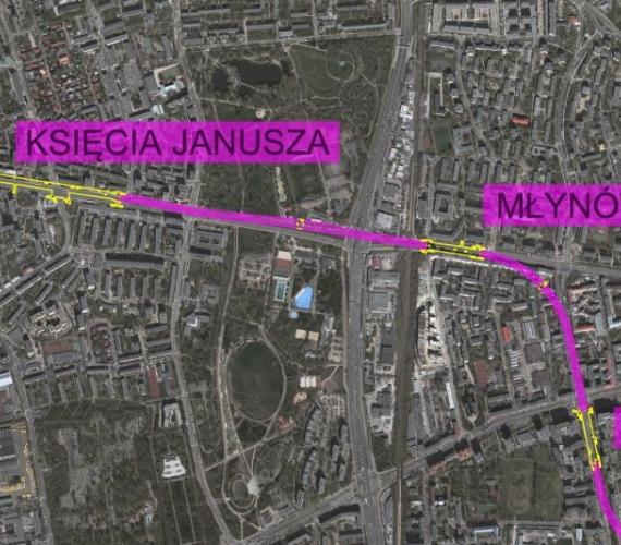 Planowany przebieg wolskiego odcinka II linii metra w Warszawie. Z archiwum Metra Warszawskiego