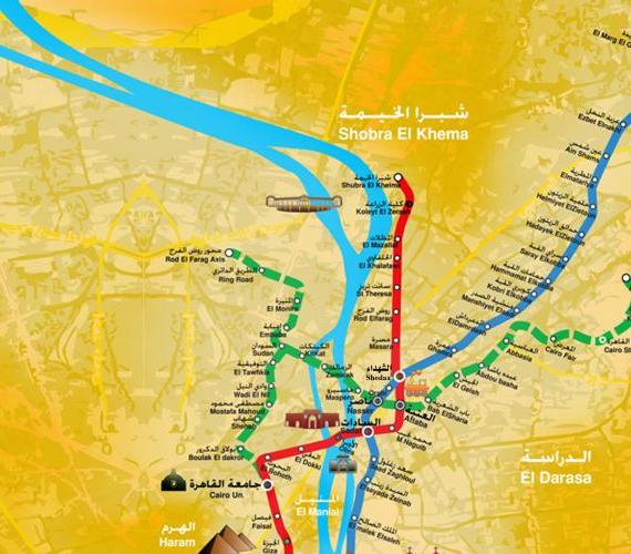 Mapa metra w Kairze. Źródło: cairometro.gov.eg