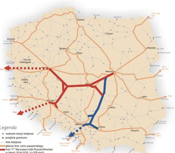 Planowany przebieg kolei dużych prędkości / fot. z archiwum PKP PLK S.A.