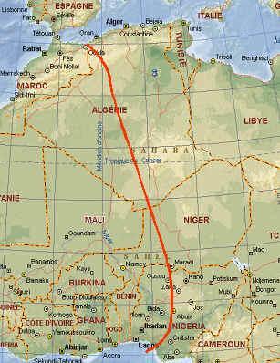 Trasa gazociągu z Nigerii do Algierii