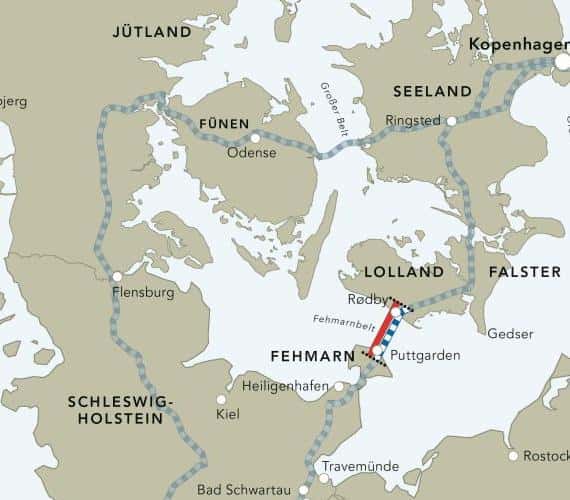 Lokalizacja tunelu Fehmarnbelt. Źródło: Femern A/S 
