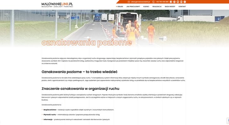 Oznakowania poziome - MalowanieLinii.pl