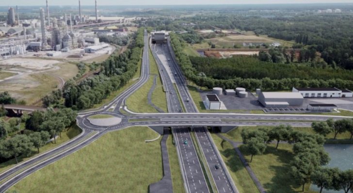 Droga S6 i wlot do najdłuższego tunelu drogowego w Polsce. Źródło wiz.: GDDKiA