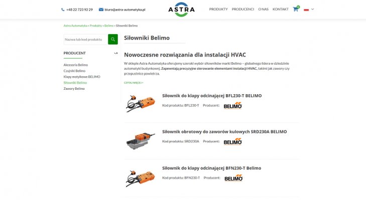 Siłowniki Belimo - Automatyka budynkowa - Astra