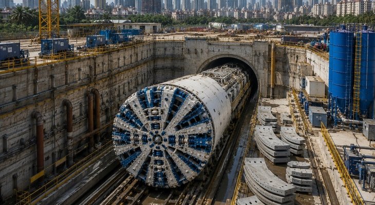 W Indiach rozpoczęto drążenie tunelu gigantyczną TBM. Fot. Wizualizacja stworzona za pomocą AI