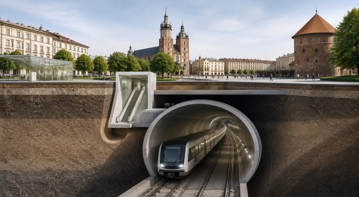 Krakowie metro z konsorcjum i nowym przetargiem. Fot. Wizualizacja wykonana za pomocą AI