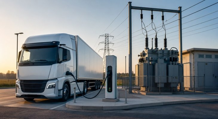 Powstanie 53 punktów zasilania dla transportu ciężkiego. Fot. Grafika ilustracyjna wykonana za pomocą sztucznej inteligencji