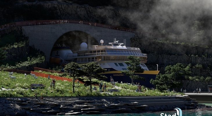 Norwegia – pierwszy na świecie tunel dla statków. Źródło wiz.: Kystverket / Multiconsult /Link Arkitektur/Mir 