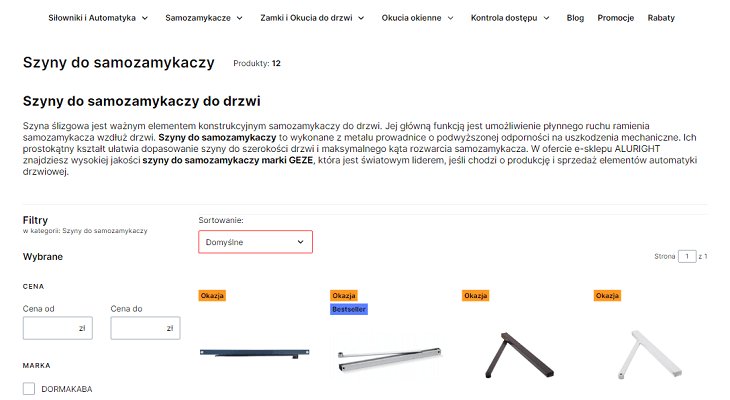 Szyny śligzowe do drzwi