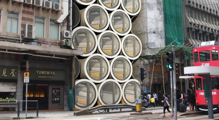 Hongkong: tu zbudują mieszkania w rurach kanalizacyjnych. Fot. jameslawcybertecture.com