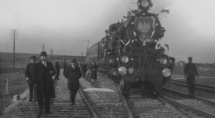 Otwarcie linii kolejowej Zebrzydowice–Cieszyn, listopad 1934 r. Fot. Narodowe Archiwum Cyfrowe