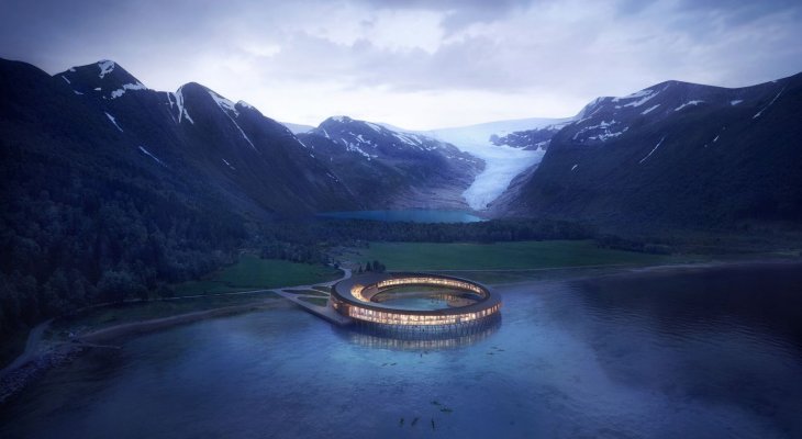 Skanska zbuduje hotel z widokiem na zorzę polarną. Źródło: snohetta.com