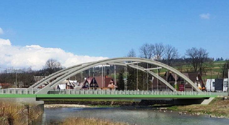 Biały Dunajec: budowa mostu tymczasowego. Źródło: GDDKiA o. Kraków