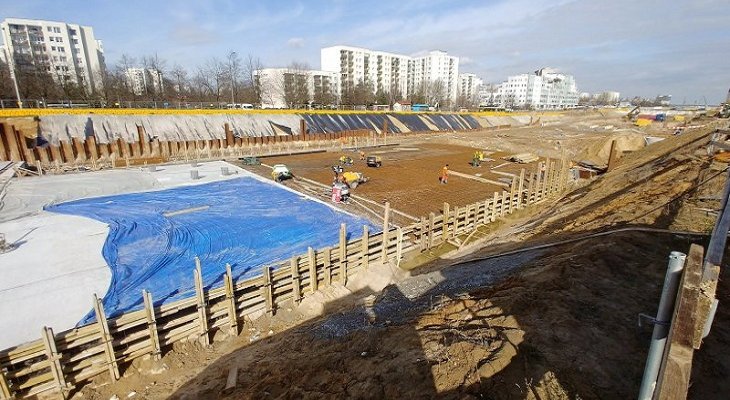 Teren budowy tunelu – okolice ul. Braci Wagów w kierunku al. KEN. Fot. GDDKiA